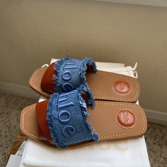 Chloe Woody Denim Slides - Picture 4 of 10